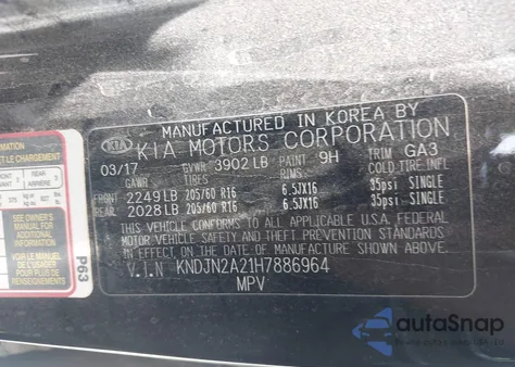 2017 Kia Soul from USA, damaged, VIN KNDJN2A21H7886964